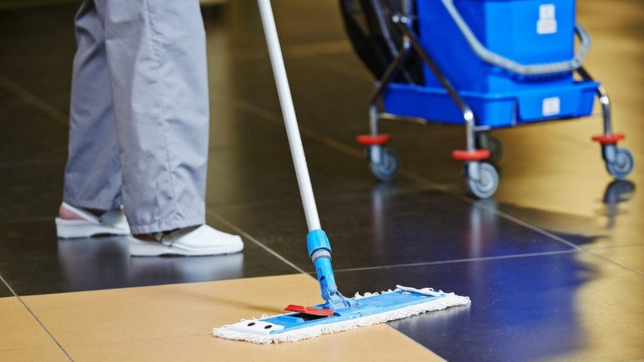 This is a photo of worker cleaning